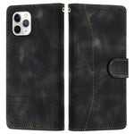 L002 Retro Leather Phone Case for iPhone 11 Pro Lines Imprinted Stand Wallet Anti-fall Cover