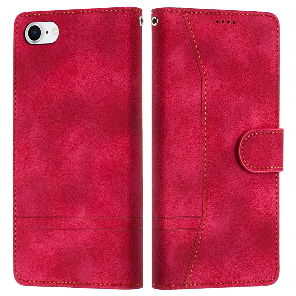 L002 Til iPhone 7 / 8 4,7 tommer / SE (2022) / SE (2020) Læder Pung Telefonetui Retro Linjer Præget Stander Cover