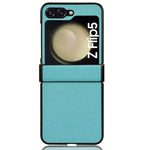 For Samsung Galaxy Z Flip5 5G PU Leather Coated PC Phone Case Hinge Protection Sand-like Texture Cover