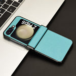 For Samsung Galaxy Z Flip5 5G PU Leather Coated PC Phone Case Hinge Protection Sand-like Texture Cover