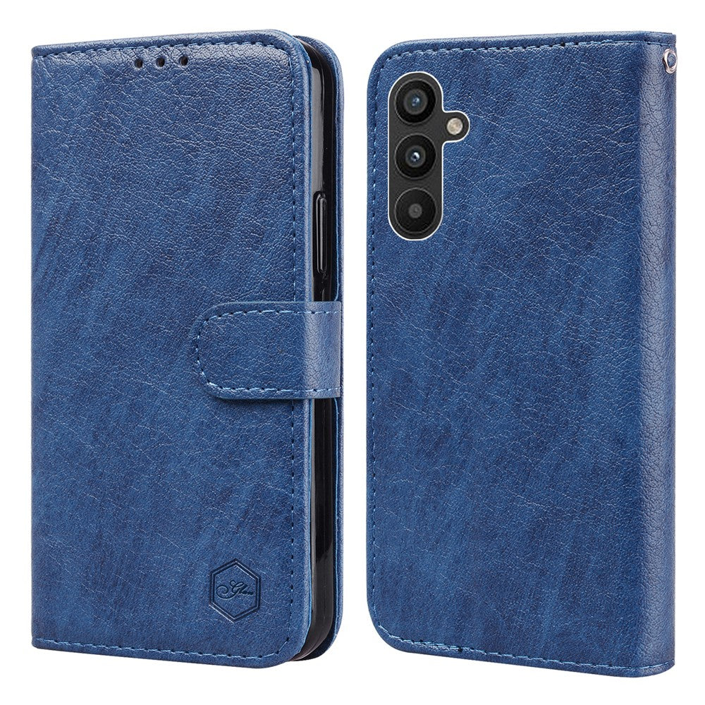 Samsung Galaxy A34 5G Fullt skydd Enfärgat PU-läder Plånboksfodral Mobilmobil Stativfodral