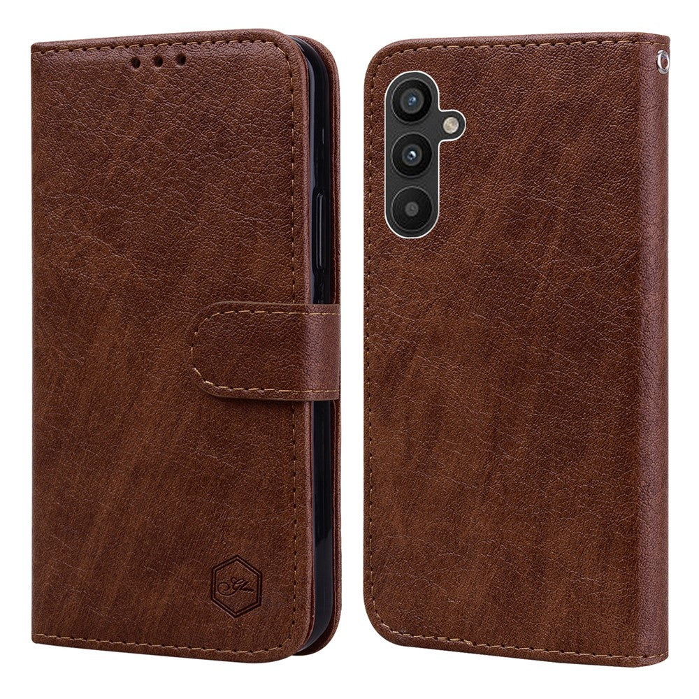 Samsung Galaxy A34 5G Fullt skydd Enfärgat PU-läder Plånboksfodral Mobilmobil Stativfodral