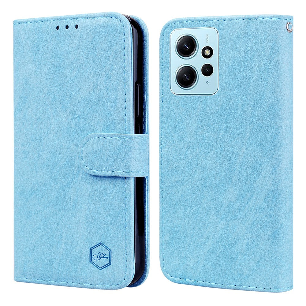 For Xiaomi Redmi Note 12 4G Solid Color Shockproof PU Leather Wallet Case Cell Phone Stand Cover