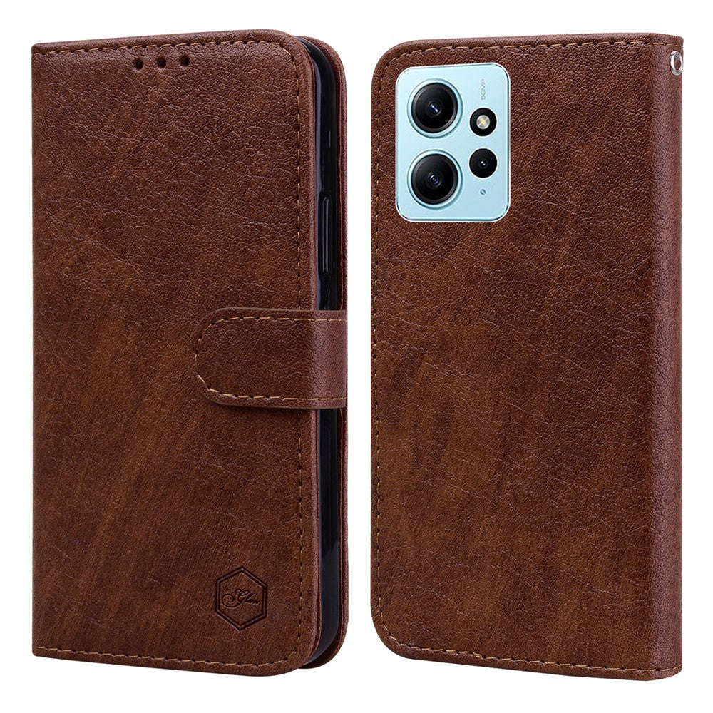 For Xiaomi Redmi Note 12 4G Solid Color Shockproof PU Leather Wallet Case Cell Phone Stand Cover