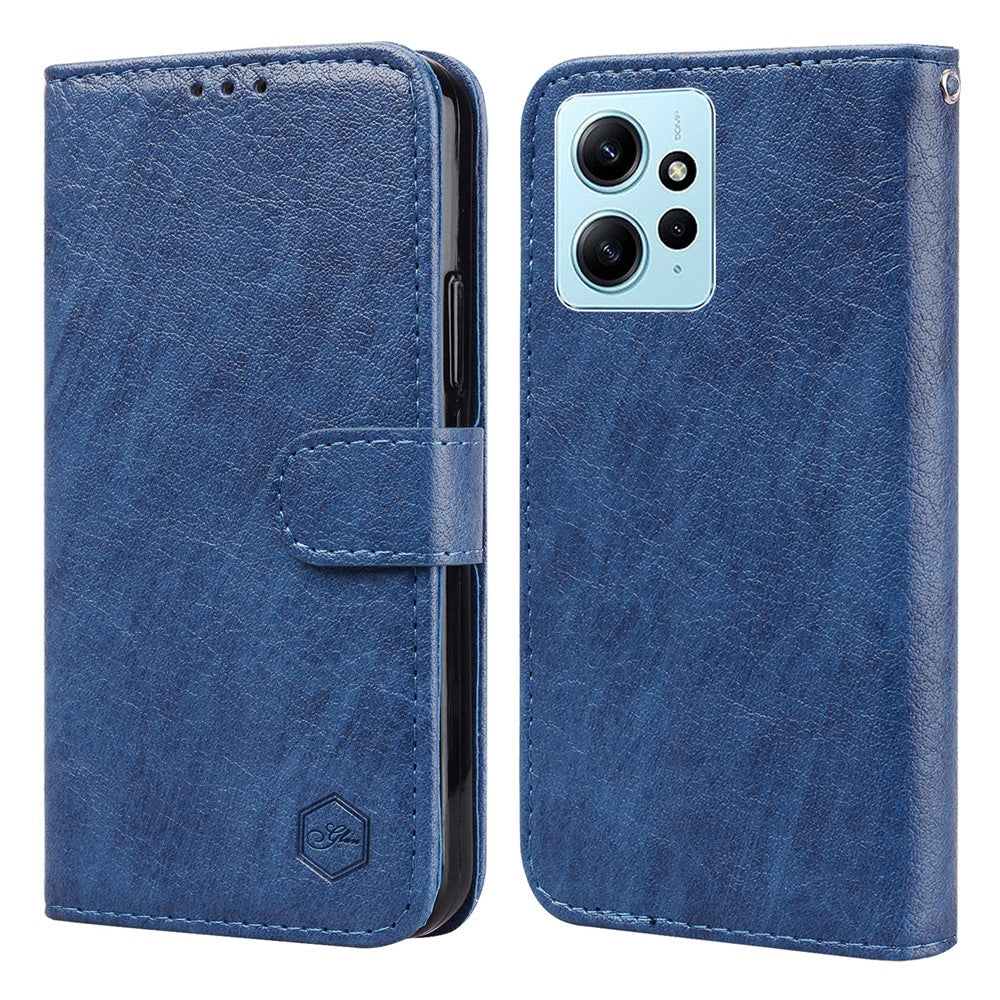 For Xiaomi Redmi Note 12 4G Solid Color Shockproof PU Leather Wallet Case Cell Phone Stand Cover