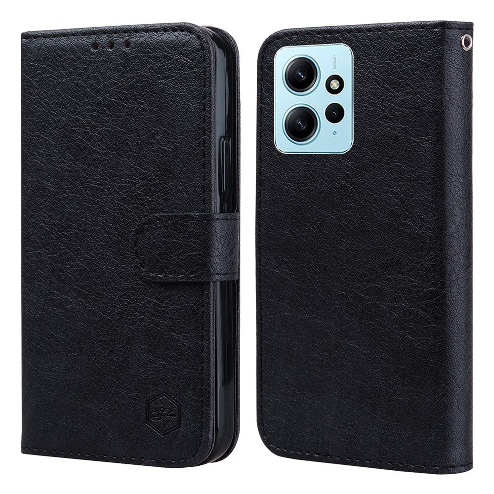 For Xiaomi Redmi Note 12 4G Solid Color Shockproof PU Leather Wallet Case Cell Phone Stand Cover
