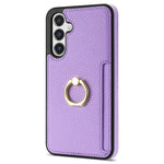 Samsung Galaxy S23 FE Fingerring Stöd Mobilskal PU Läder+TPU Korthållare Skydd