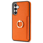 Samsung Galaxy S23 FE Fingerring Stöd Mobilskal PU Läder+TPU Korthållare Skydd