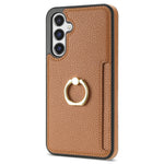 Samsung Galaxy S23 FE Fingerring Stöd Mobilskal PU Läder+TPU Korthållare Skydd