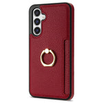 Samsung Galaxy S23 FE Fingerring Stöd Mobilskal PU Läder+TPU Korthållare Skydd