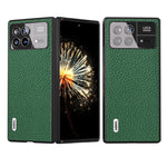 ABEEL For Xiaomi Mix Fold 3 5G Litchi Texture Protective Cover Genuine Cow Leather Coated PC Phone Case