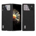ABEEL For Xiaomi Mix Fold 3 5G Litchi Texture Protective Cover Genuine Cow Leather Coated PC Phone Case
