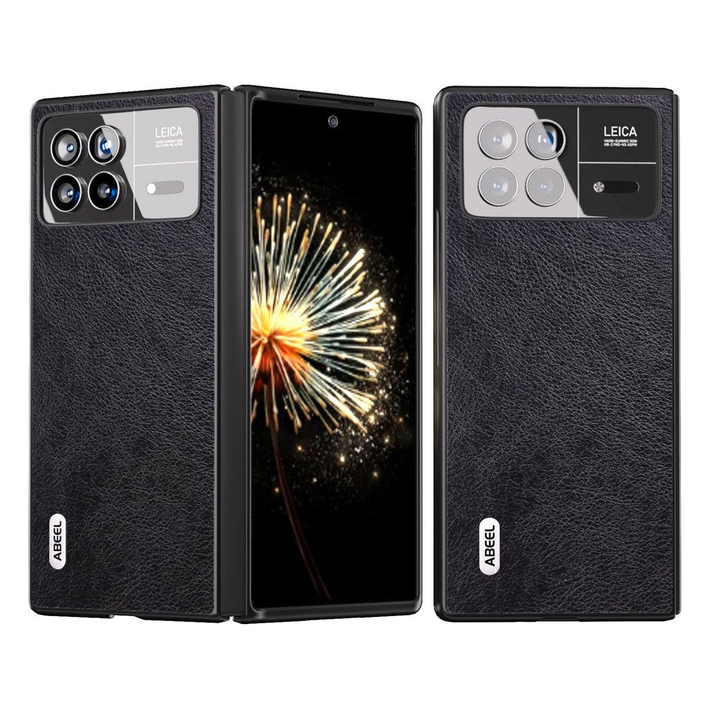 ABEEL For Xiaomi Mix Fold 3 5G PU Leather Coated PC Phone Cover Litchi Texture Drop-Proof Shell Case