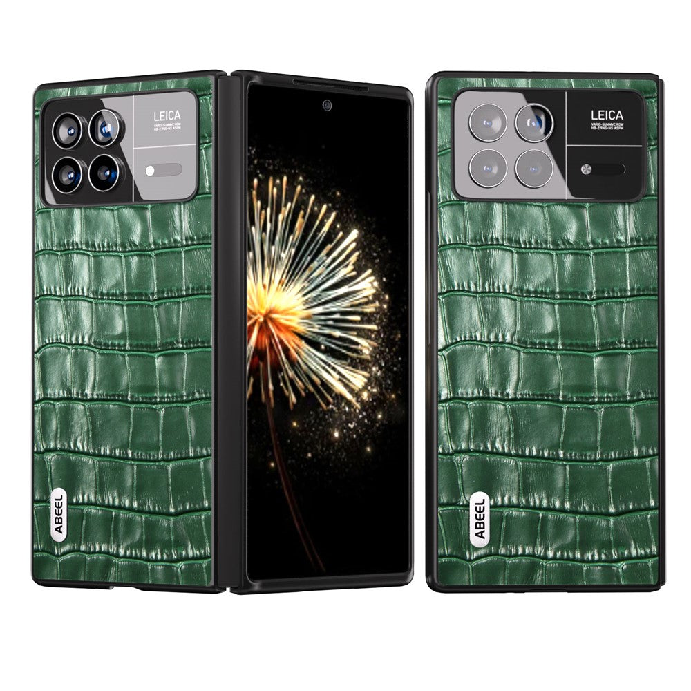 ABEEL For Xiaomi Mix Fold 3 5G Crocodile Texture Phone Cover Anti-drop Genuine Cow Leather+PC Phone Case