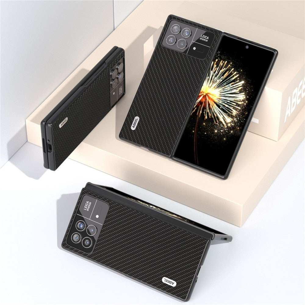 ABEEL For Xiaomi Mix Fold 3 5G Hard PC + PU Protective Case Carbon Fiber Texture Folding Phone Cover