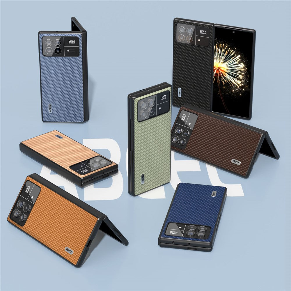 ABEEL For Xiaomi Mix Fold 3 5G Hard PC + PU Protective Case Carbon Fiber Texture Folding Phone Cover