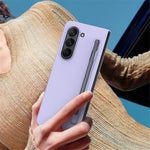 Til Samsung Galaxy Z Fold5 5G Skin-touch Beskyttelsescover af hård PC med Penneholder til Sammenfoldelig Telefon