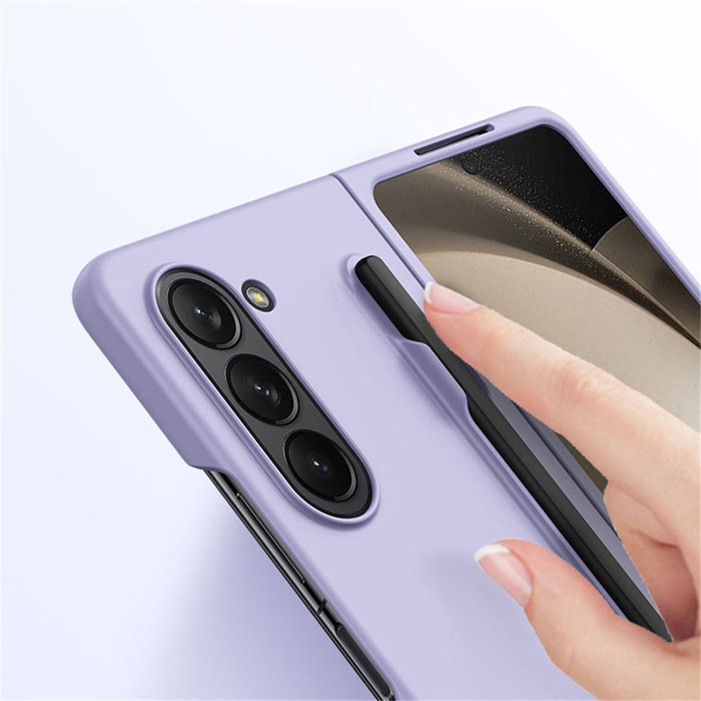 Til Samsung Galaxy Z Fold5 5G Skin-touch Beskyttelsescover af hård PC med Penneholder til Sammenfoldelig Telefon