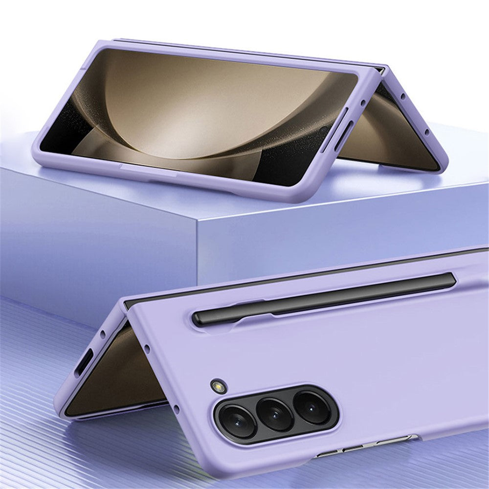 Til Samsung Galaxy Z Fold5 5G Skin-touch Beskyttelsescover af hård PC med Penneholder til Sammenfoldelig Telefon