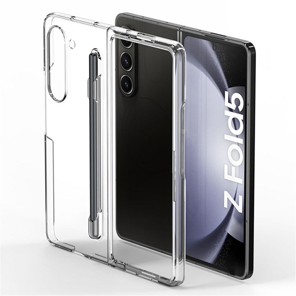 Til Samsung Galaxy Z Fold5 5G Skin-touch Beskyttelsescover af hård PC med Penneholder til Sammenfoldelig Telefon
