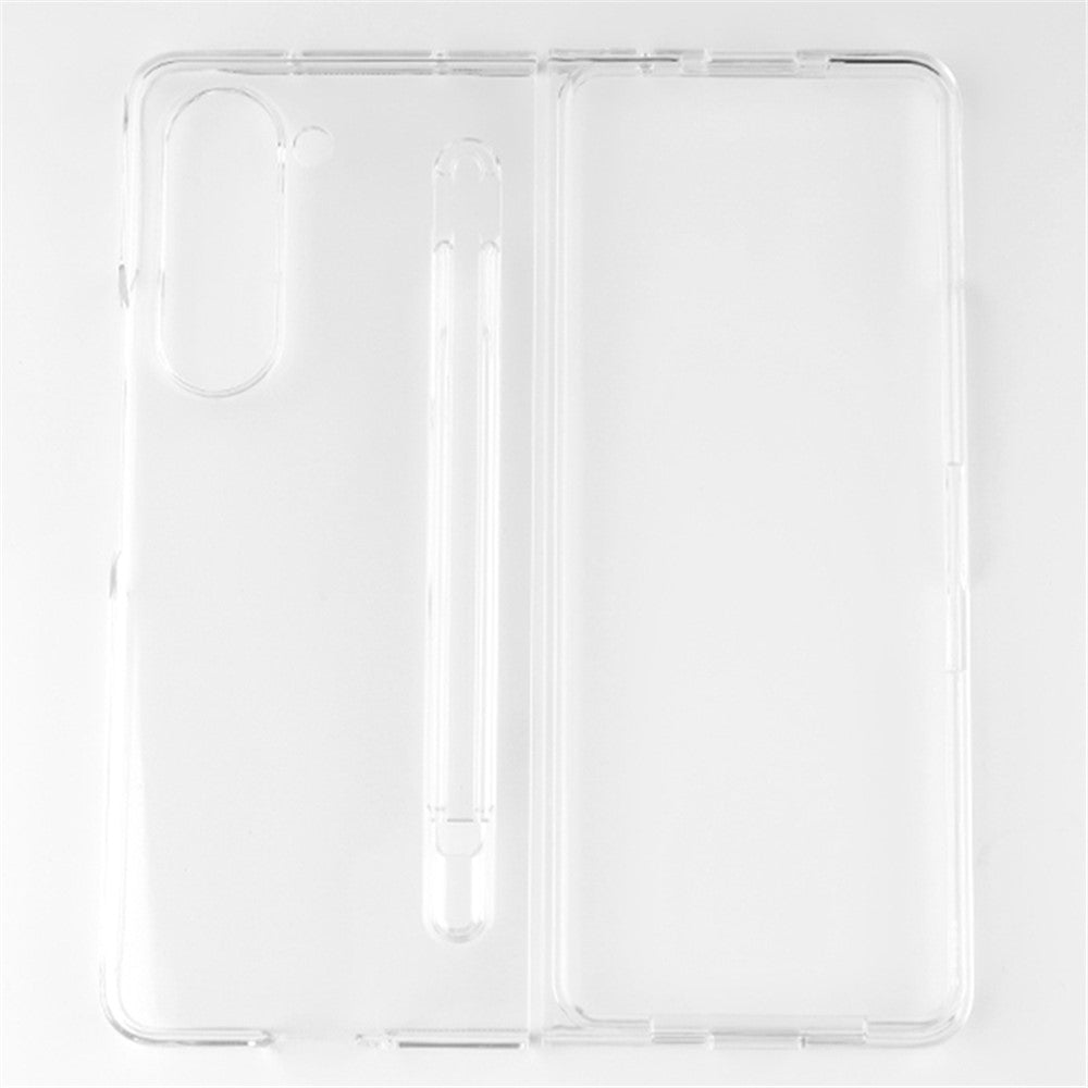 For Samsung Galaxy Z Fold5 5G Transparent Phone Case Hard PC Anti-Scratch Cover with Pen Holder