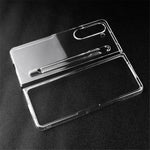 For Samsung Galaxy Z Fold5 5G Transparent Phone Case Hard PC Anti-Scratch Cover with Pen Holder