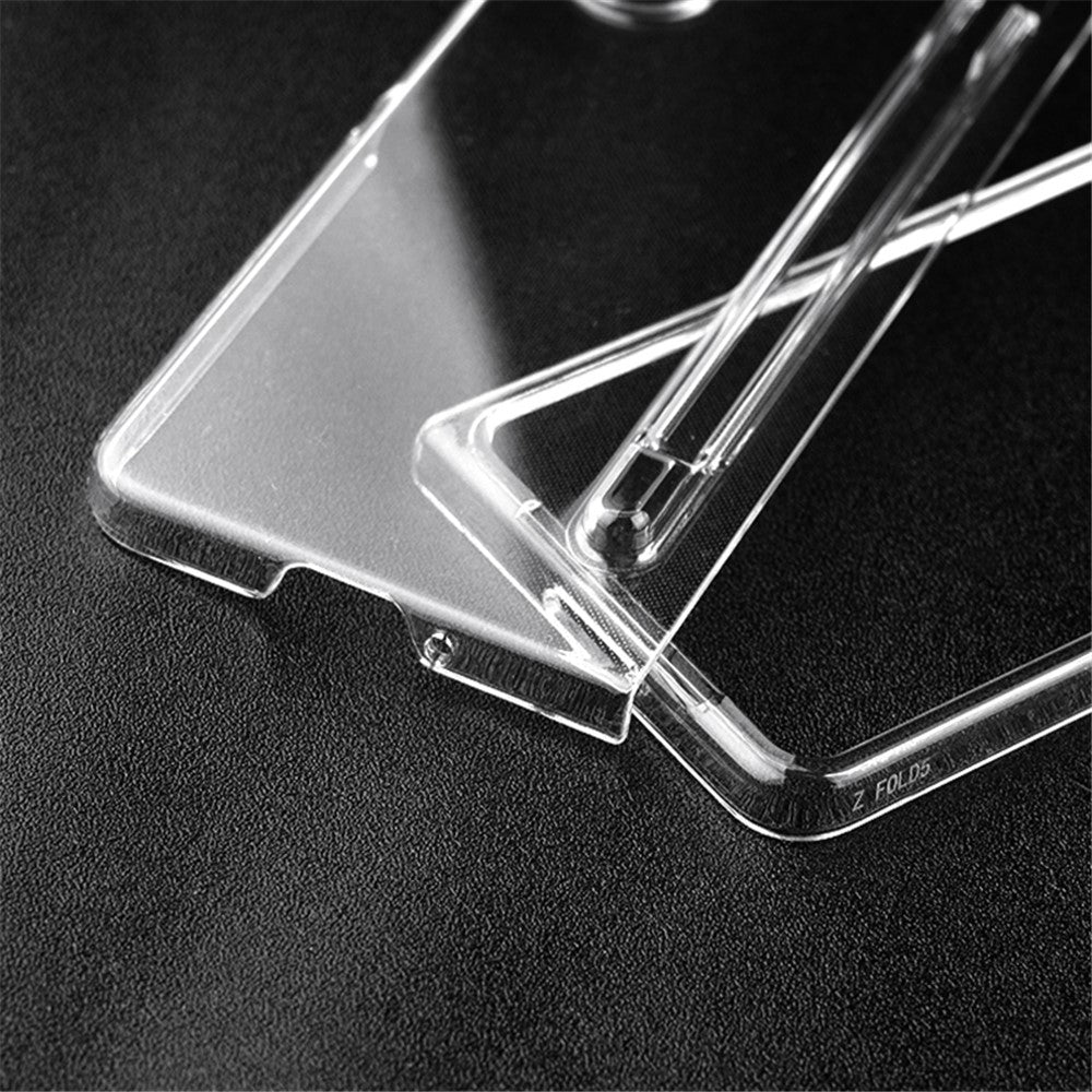 For Samsung Galaxy Z Fold5 5G Transparent Phone Case Hard PC Anti-Scratch Cover with Pen Holder