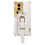 For Oppo Reno10 Pro+ 5G Electroplating Phone Cover PU Leather+TPU Case with Wristband Kickstand