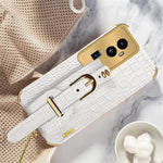 For Oppo Reno10 Pro+ 5G Electroplating Phone Cover PU Leather+TPU Case with Wristband Kickstand