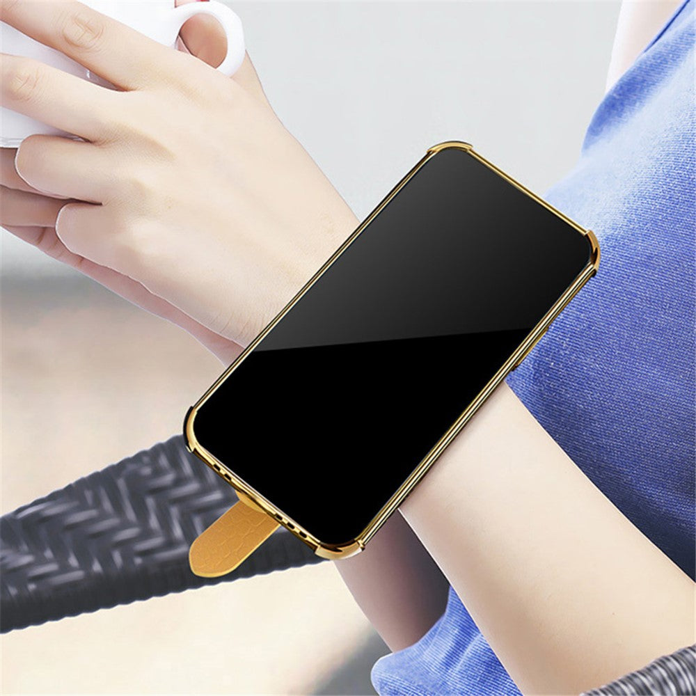 For Oppo Reno10 Pro+ 5G Electroplating Phone Cover PU Leather+TPU Case with Wristband Kickstand