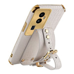For Oppo Reno10 Pro+ 5G Electroplating Phone Cover PU Leather+TPU Case with Wristband Kickstand