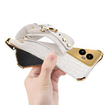For Oppo Reno10 Pro+ 5G Electroplating Phone Cover PU Leather+TPU Case with Wristband Kickstand