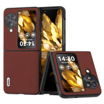 ABEEL For Oppo Find N3 Flip 5G Silky Feeling Shockproof Cover Genuine Cow Leather Coated PC Phone Case
