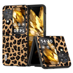 ABEEL For Oppo Find N3 Flip 5G Leopard Pattern Phone Case PU Leather+PC Shockproof Cover