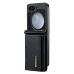 DG.MING M2 Series for Samsung Galaxy Z Flip5 5G Leather Coated+PC Phone Case Magnetic Kickstand Cover Card Holder