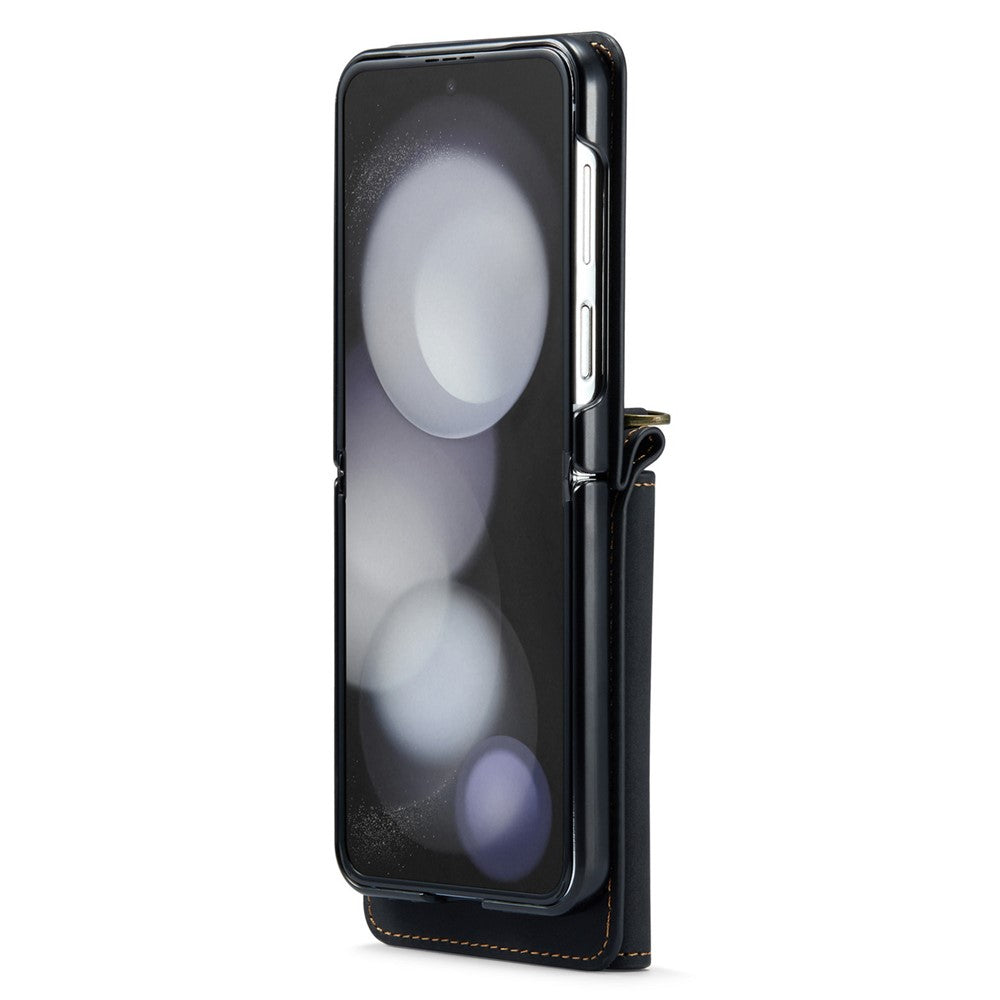 DG.MING M2 Series for Samsung Galaxy Z Flip5 5G Leather Coated+PC Phone Case Magnetic Kickstand Cover Card Holder