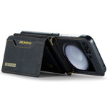 DG.MING M2 Series for Samsung Galaxy Z Flip5 5G Leather Coated+PC Phone Case Magnetic Kickstand Cover Card Holder