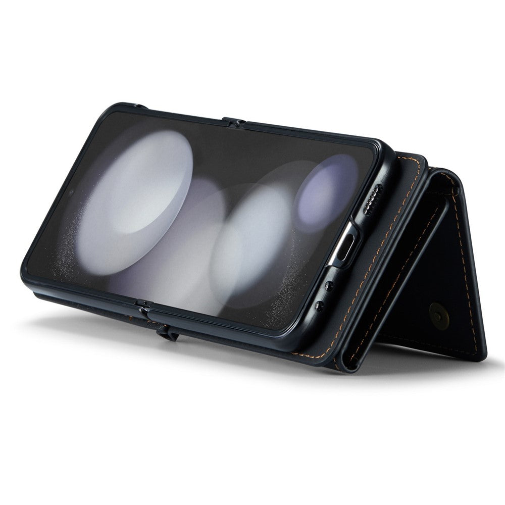DG.MING M2 Series for Samsung Galaxy Z Flip5 5G Leather Coated+PC Phone Case Magnetic Kickstand Cover Card Holder