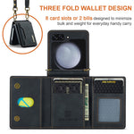 DG.MING M2 Series for Samsung Galaxy Z Flip5 5G Leather Coated+PC Phone Case Magnetic Kickstand Cover Card Holder