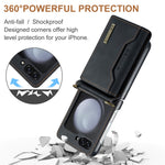 DG.MING M2 Series for Samsung Galaxy Z Flip5 5G Leather Coated+PC Phone Case Magnetic Kickstand Cover Card Holder