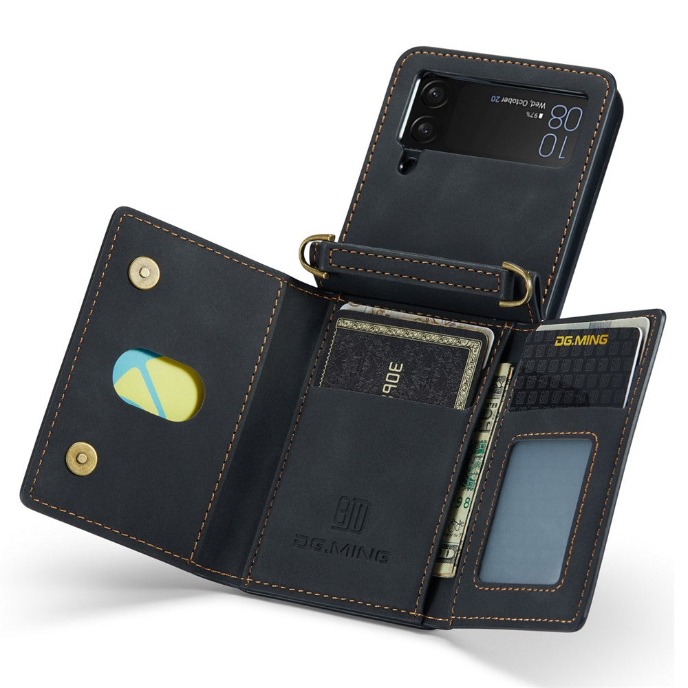 DG.MING M2 Series for Samsung Galaxy Z Flip3 5G Detachable 2-in-1 Wallet Phone Case Leather+PC Magnetic Kickstand Cover
