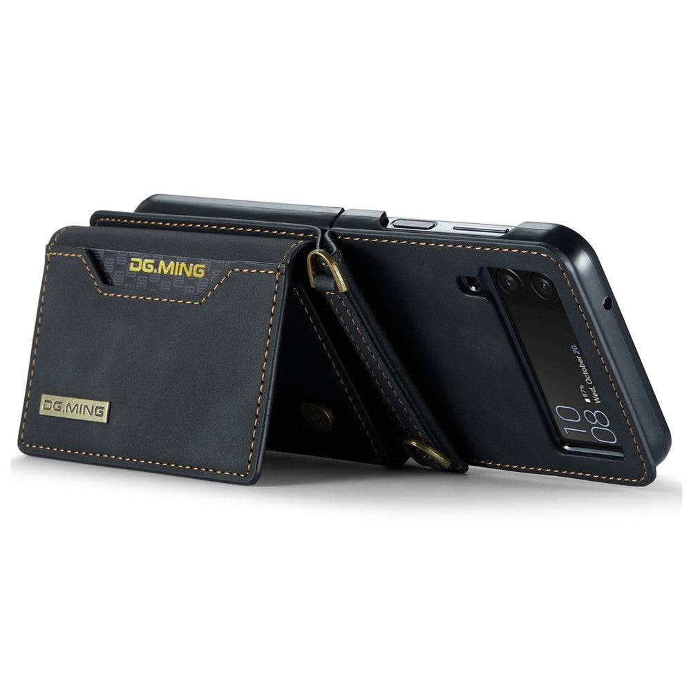 DG.MING M2 Series for Samsung Galaxy Z Flip3 5G Detachable 2-in-1 Wallet Phone Case Leather+PC Magnetic Kickstand Cover