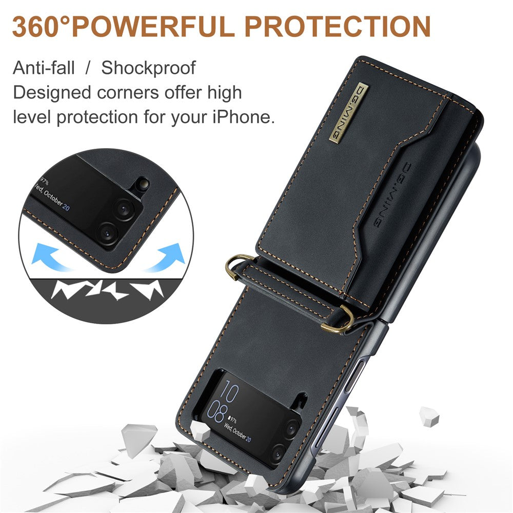 DG.MING M2 Series for Samsung Galaxy Z Flip3 5G Detachable 2-in-1 Wallet Phone Case Leather+PC Magnetic Kickstand Cover