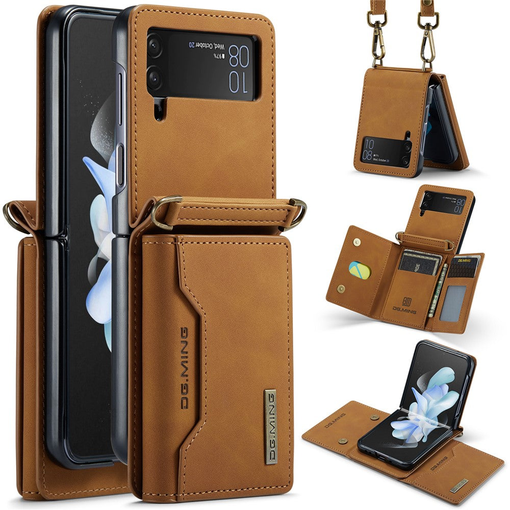 DG.MING M2 Series for Samsung Galaxy Z Flip3 5G Detachable 2-in-1 Wallet Phone Case Leather+PC Magnetic Kickstand Cover