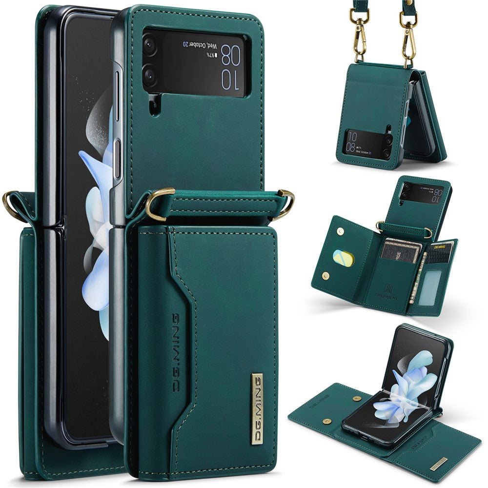 DG.MING M2 Series for Samsung Galaxy Z Flip3 5G Detachable 2-in-1 Wallet Phone Case Leather+PC Magnetic Kickstand Cover