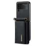 DG.MING M2-serien för Samsung Galaxy Z Flip4 5G magnetiskt läder+PC-mobilskal med stativ, plånboksfodral med axelrem
