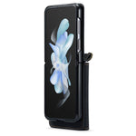 DG.MING M2-serien för Samsung Galaxy Z Flip4 5G magnetiskt läder+PC-mobilskal med stativ, plånboksfodral med axelrem