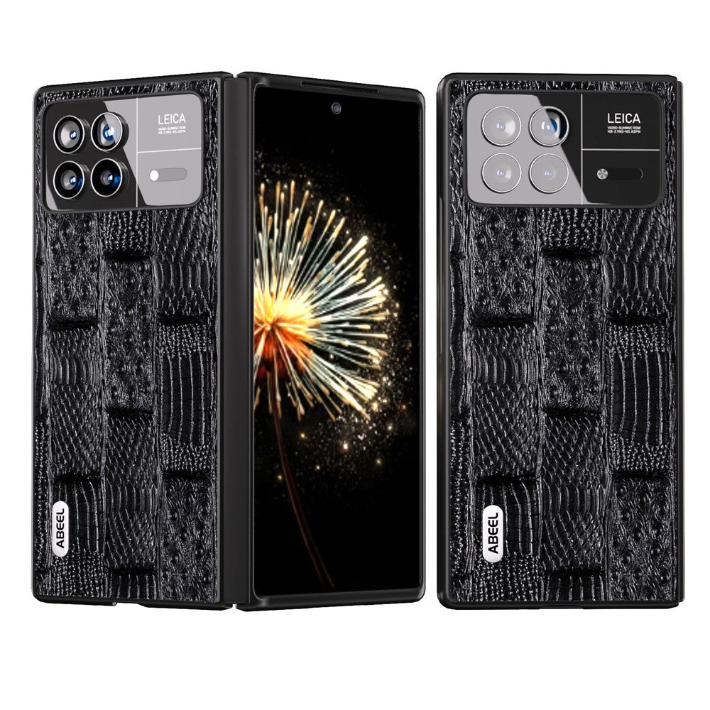 ABEEL For Xiaomi Mix Fold 3 5G Genuine Cow Leather+Hard PC Shell Mahjong Texture Drop-Proof Protective Phone Cover