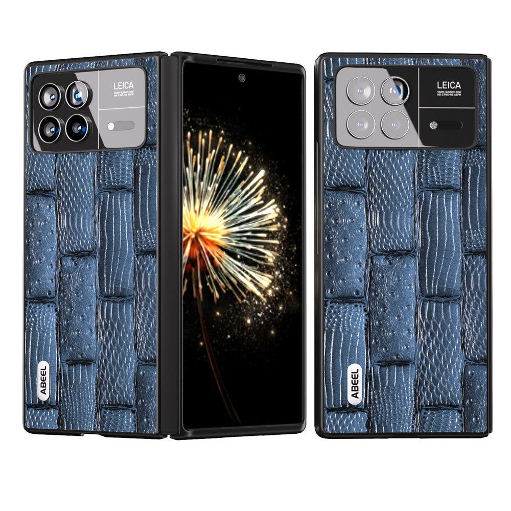ABEEL For Xiaomi Mix Fold 3 5G Genuine Cow Leather+Hard PC Shell Mahjong Texture Drop-Proof Protective Phone Cover