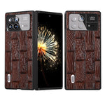 ABEEL For Xiaomi Mix Fold 3 5G Genuine Cow Leather+Hard PC Shell Mahjong Texture Drop-Proof Protective Phone Cover